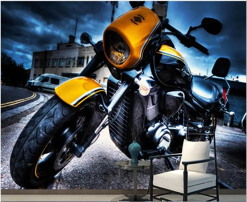 

Custom photo mural 3d wallpaper Retro motorcycle street landscape background living room home decor wallpaper for walls 3 d