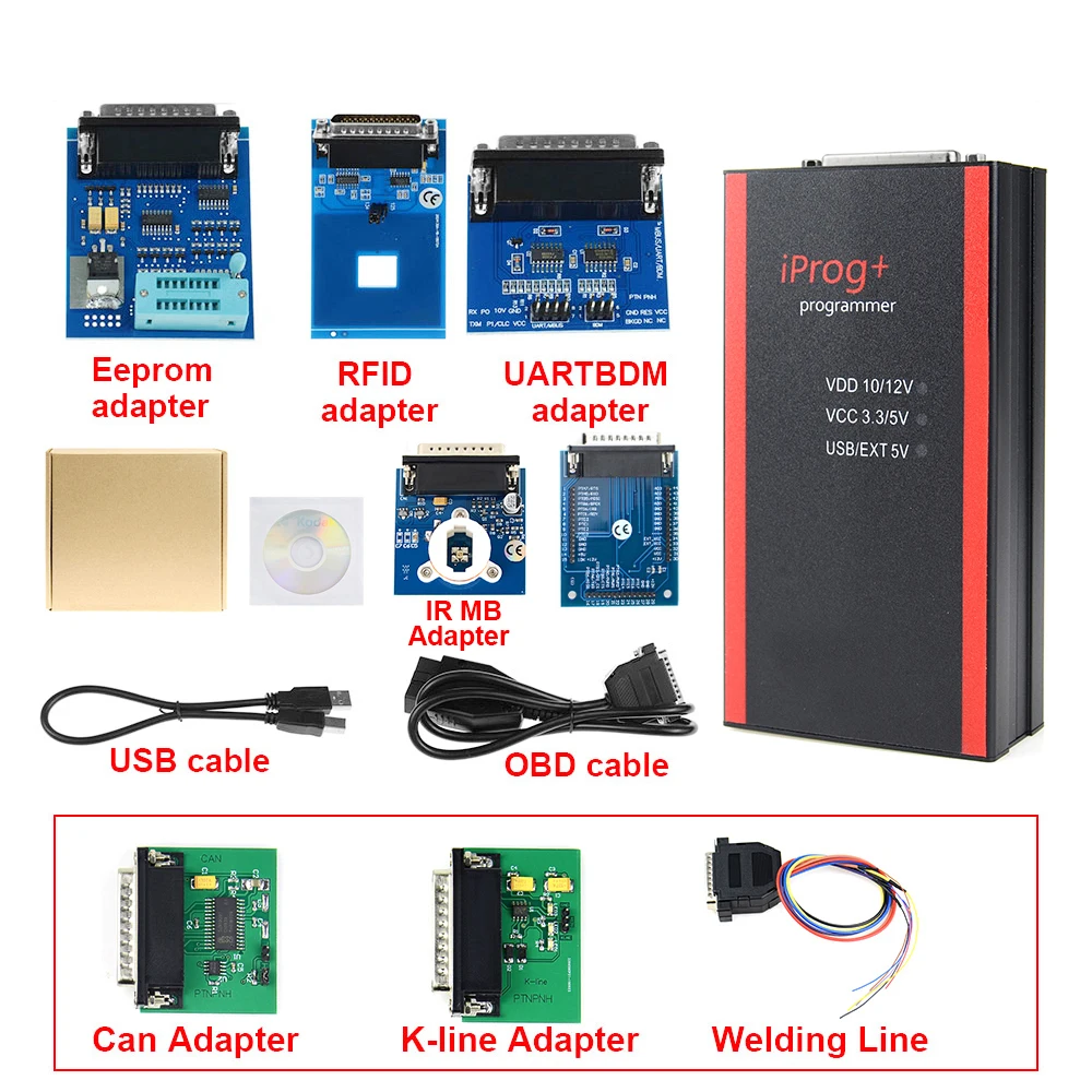 2022 V87 Iprog+ Key Programmer Support IMMO + Reset Iprog Pro Till 2019 with 11 adapter with free shipping engine temperature gauges Diagnostic Tools