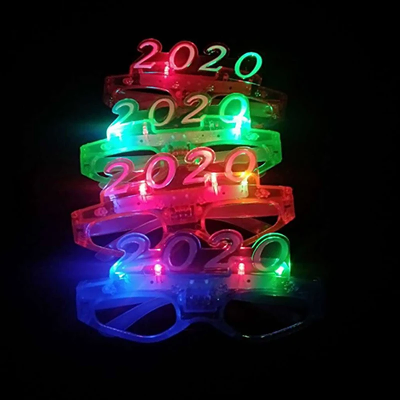 2020 LED Light Glow Glasses Flashing Led Glasses Luminous Light Up Gift Happy New Year Stage Annual Party Supplies