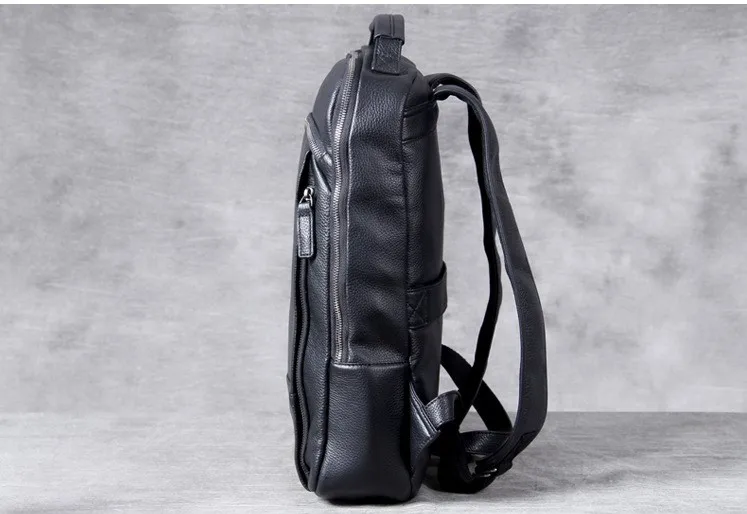 Real Leather Backpack With Cup Holder For Men