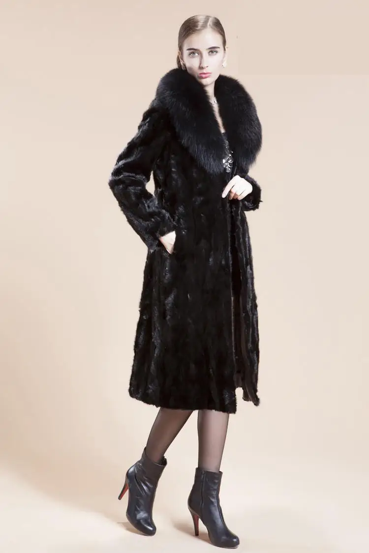 Осенняя и зимняя куртка из искусственного меха, Женский Тренч, имитация норки, шуба, женское меховое длинное пальто, верхняя одежда, S-4XL, черный