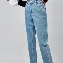 Джинсовые штаны, хлопок, высокая талия, рваные джинсы для женщин, размера плюс, Увядшие, новые джинсы для женщин, уличные винтажные джинсы для мам