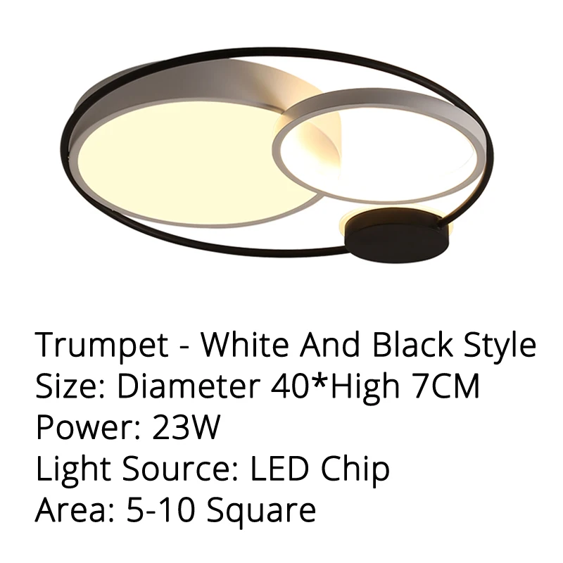 White Black 40x7cm Потолочный LED-светильник округлой формы серый Цвет и черно-белую Цвет гостиная теплые романтические комната Кабинет лампы - Цвет корпуса: White Black 40x7cm