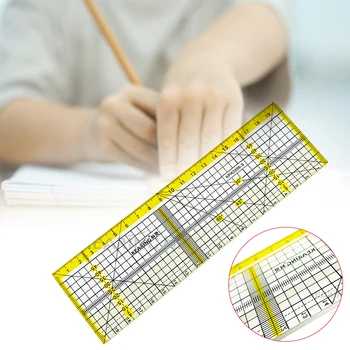 

Quilting Ruler Acrylic Quilters Ruler with Double Colored Grid Lines for Easy Precision Cutting for Quilting Sewing KQS8