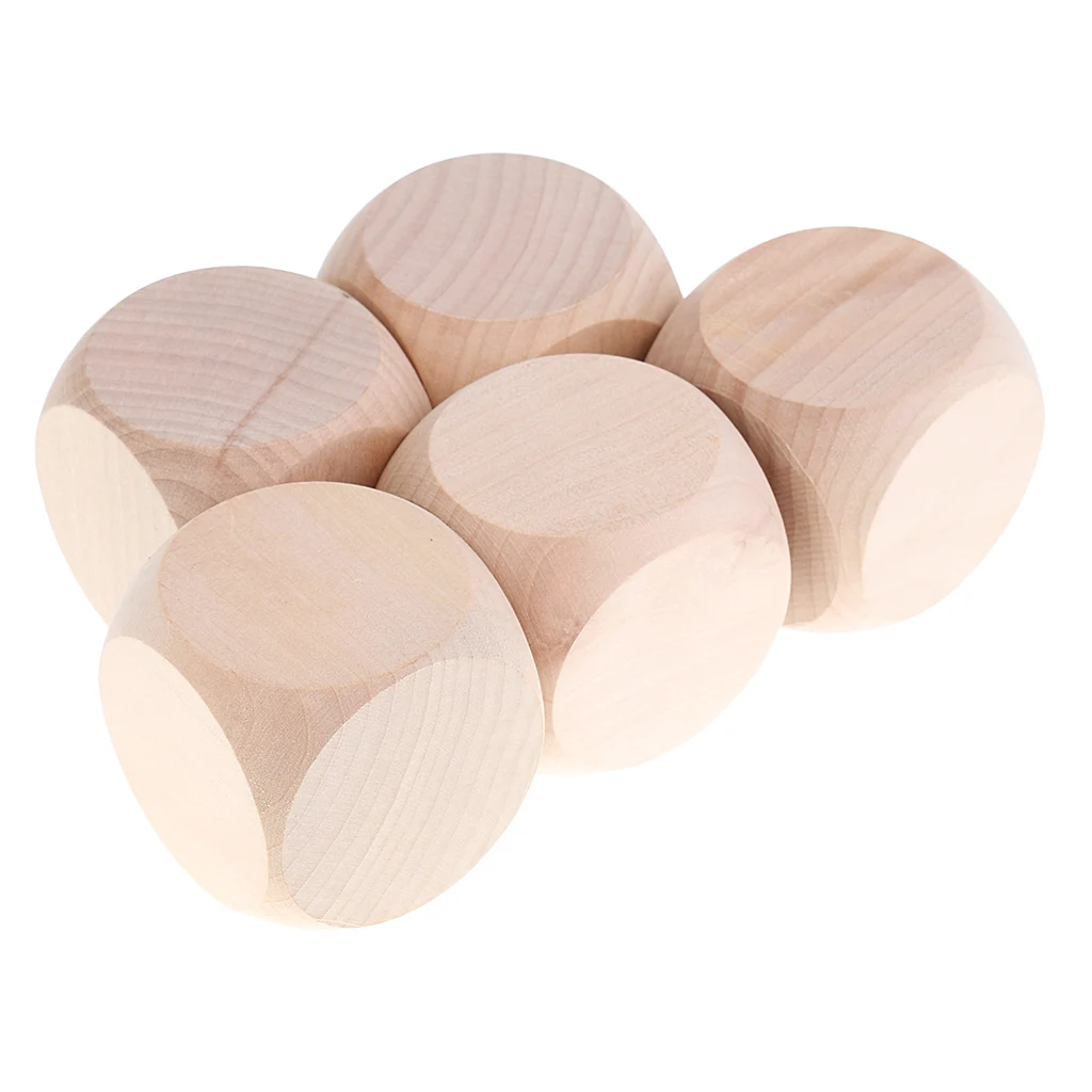 5pc Wooden Blank Dices D6 Six Sided Set for Dungeons & Dragons RPG MTG Table Games Party Casino Supplies
