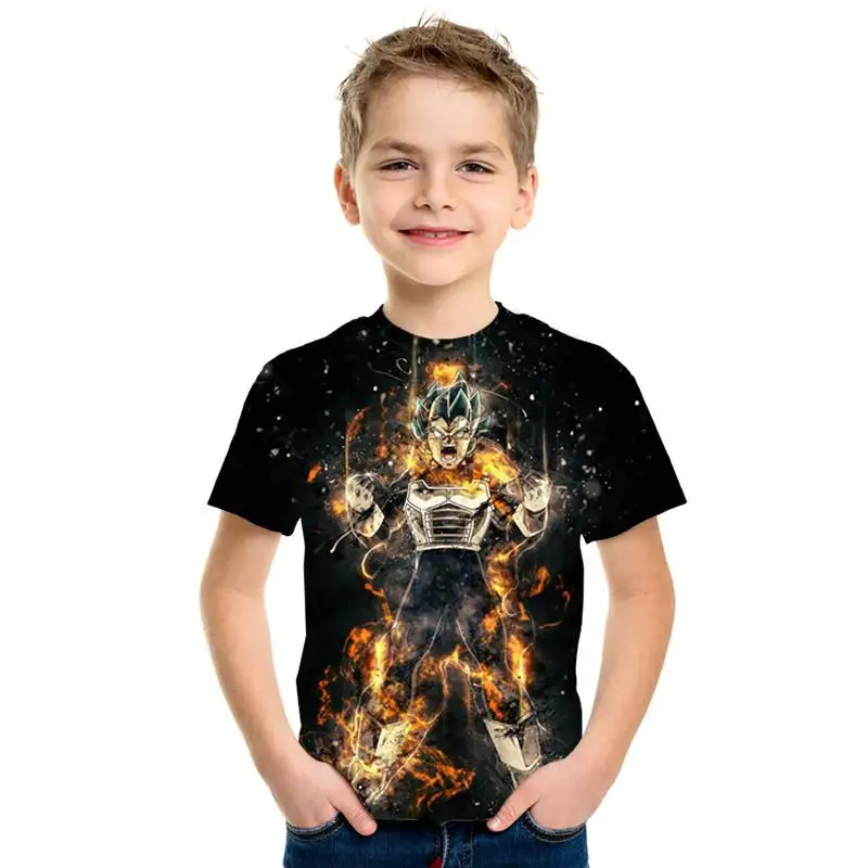 Крутая Детская футболка с принтом в виде Dragon Ball Z Goku Saiyan, модные топы с короткими рукавами для мальчиков и девочек