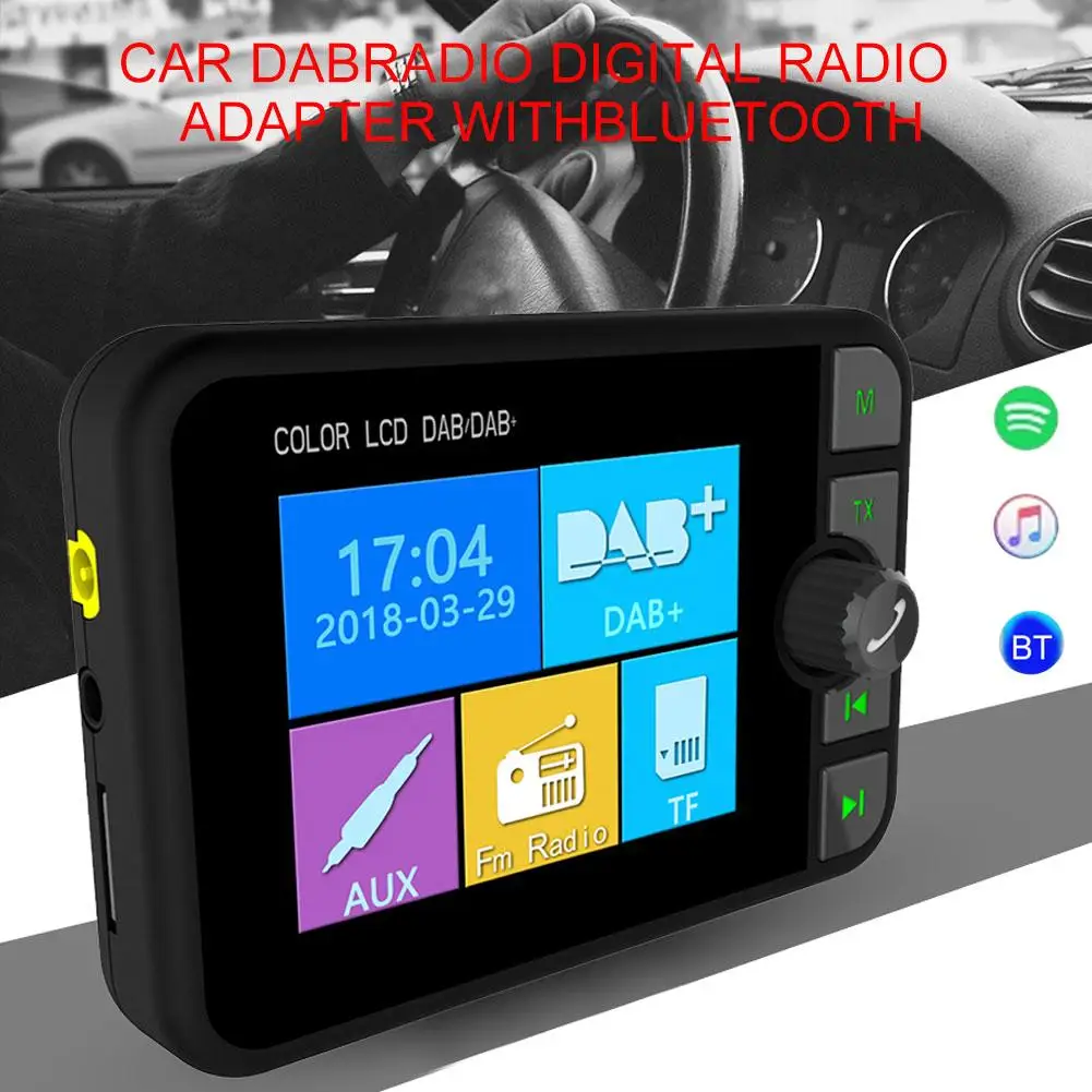 2,4 дюймовый универсальный для автомобиля dab цифровой радиоадаптер Bluetooth fm-передатчик музыкальный mp3-плеер аксессуары для салона автомобиля