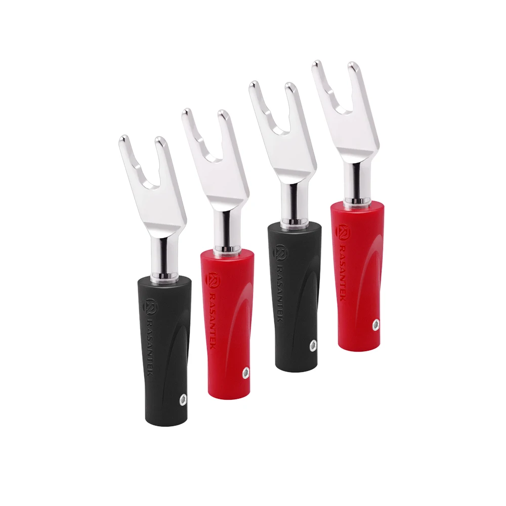 

RASANTEK purple Copper plug Y spade plug ABS matte shell Silver-plated "Y""U" type 4 pieces