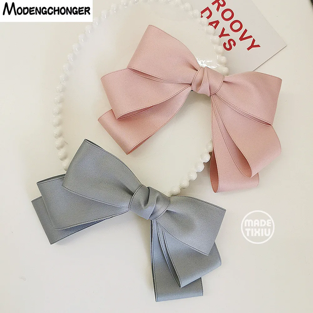 Заколка с бантом для женщин и девочек модная однотонная тканевая шпилька лент