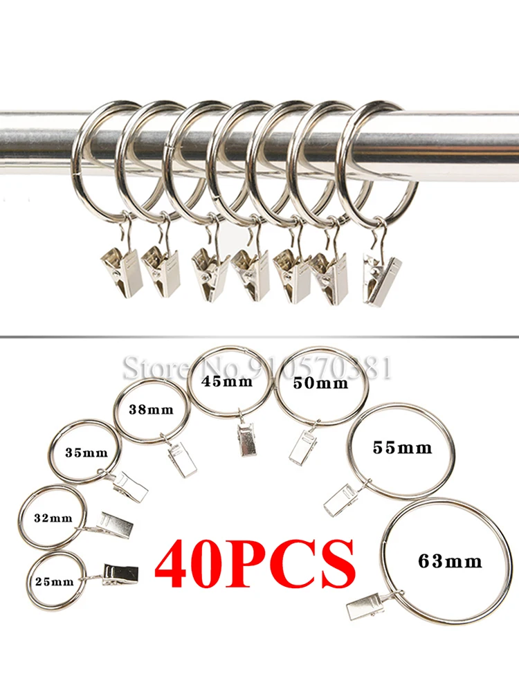 Curtain Ring Clips With Hook,metal Drapery Rings Rustproof Metal For