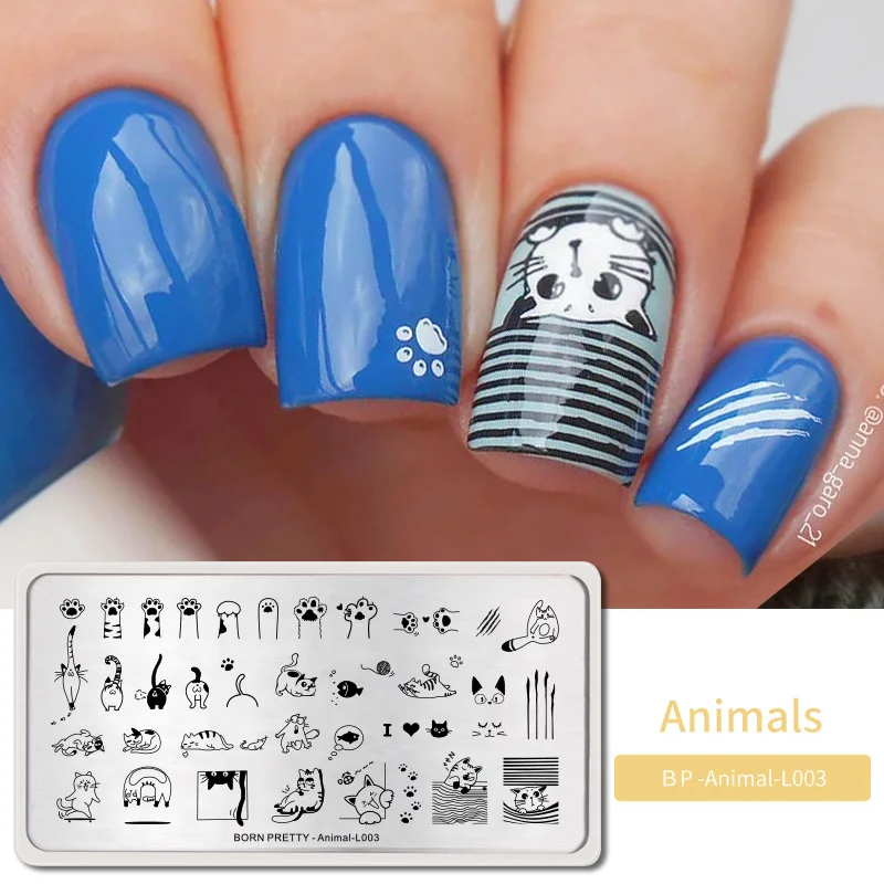 BP-Animal L003 BORN PRETTY пластины для штамповки ногтей 304 из нержавеющей стали трафарет для дизайна ногтей бабочки милые животные шаблоны для штампов для маникюра DIY - Цвет: BP-Animal L003