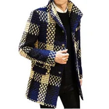 MOOWNUC мужской Тренч, однобортная верхняя одежда, клетчатое повседневное пальто, ветровка, Мужское пальто, деловой длинный Тренч, мужская куртка