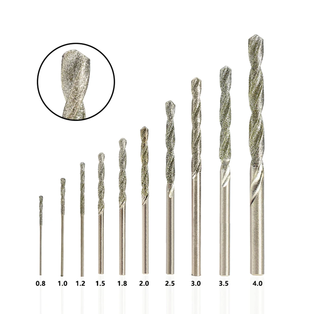 

Diamond Coated Twist Drill Bit 0.8-4.0mm Gun For Glass Tile Stone Hole Cutter