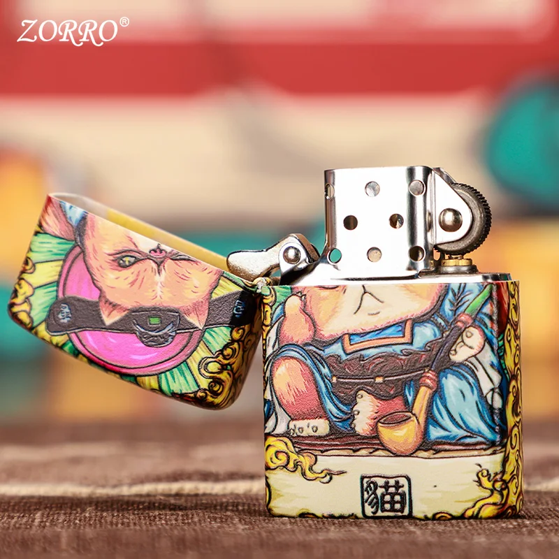 Guochao Zoro Lighter Creative Paint Uncle Cao's Retro Grinding Wheel Individual Wind-proof Kerosene Lighter Sends Boyfriend