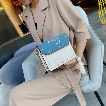 

Women's shoulder bag slant span bag chain bag new 2020 Korean version frosted small square bag leisure rivet bag women's bag