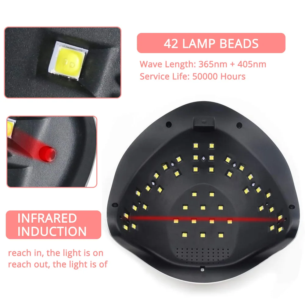 Светодиодный УФ-светильник для ногтей 80 Вт SUNX Plus 42 шт., Сушилка для ногтей, умный таймер, лампа для отверждения, инфракрасный зондирующий портативный УФ-маникюрный светодиодный светильник для гелей