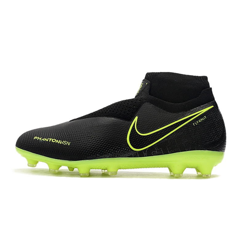Футбольные Бутсы Nike Phantom VSN Shadow Elite DF AG 39-45, черные люкс белые бесшовные кроссовки, мужские футбольные бутсы Nike - Цвет: Black Green