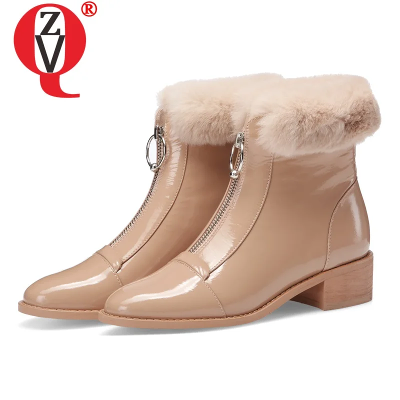 ZVQ/офисные женские кожаные ботинки; сезон осень-зима; женские ботильоны; Прямая поставка; Модная брендовая женская обувь на среднем каблуке 4 см