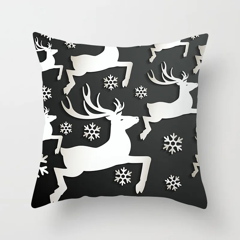 Fuwatacchi Christmas Day Cushion Cover Santa Deer Tree Soft Throw Pillows Cover Home Sofa Bedroom Black Decorative Pillow Case Fuwatacchi Christmas Day Cushion Cover Santa Deer Tree Soft Throw Pillows Cover Home Sofa Bedroom Black Decorative Pillow Case
