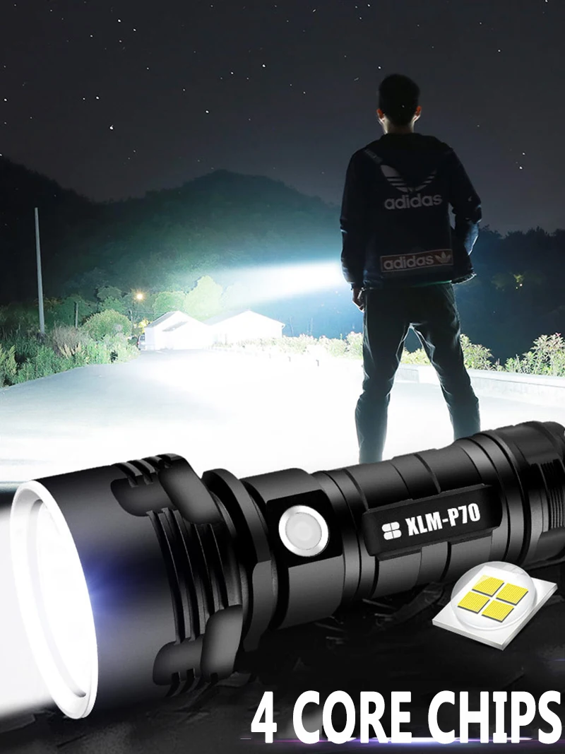 Lâmpada à Prova Super Poderosa Lanterna Led l2 Tocha Tática Usb Recarregável Dwaterproof Água Ultra Brilhante Z40yb07 Xhp70 2 tocha tática usb recarregável lâmpada à prova