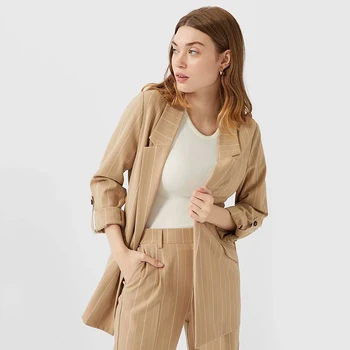 

ZA 2020 Women Fashion Solid Color Casual Office Wear Blazer Coat Long Sleeve Single Breasted Notched Collar Blazers Ropa Mujer