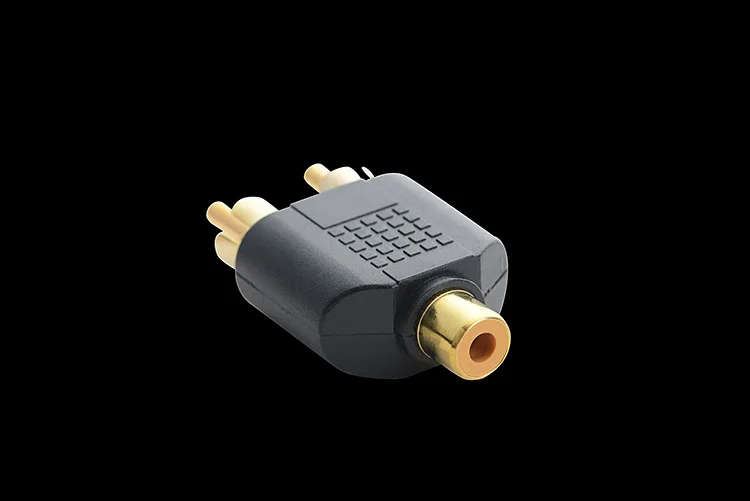 New 1RCA Female to 2RCA Male Adapter AV Audio Video Plug RCA Female to Male RCA Y Splitter Cable Black for PC HDTV MP3/4/5