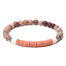 6mm redondo pedra natural fatia em forma de argila de polímero macio várias cores pulseira estilo bohemia para mulher masculino criativo presente único
