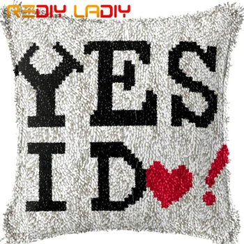 

Latch Hook Cushion Yes I Do Love Pre-Printed Canvas Cushion Cover Acrylic Yarn Crochet Pillow Case Kit Hobby & Crafts Home Decor