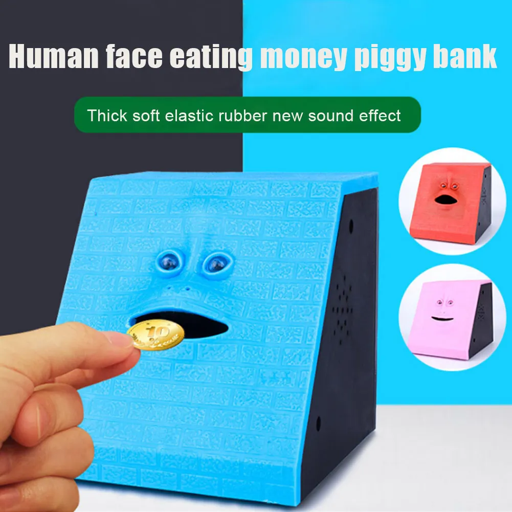 Hot Face Money Eating Coin Bank Battery Powered Saving Box Kids Toys Gifts LSK99