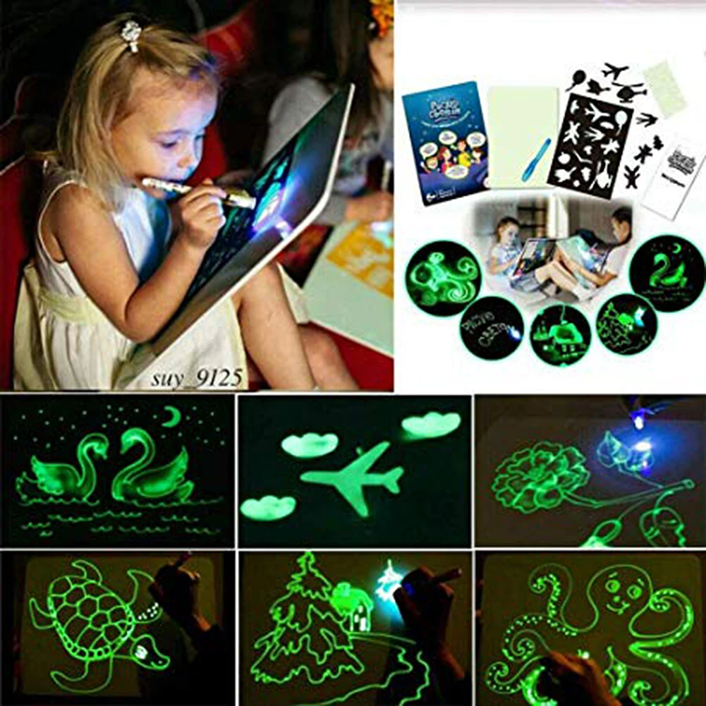 

A3 A4 A5 LED Luminous Drawing Board Graffiti Doodle Drawing Tablet Magic Draw With Light-Fun Fluorescent Pen Educational Toy