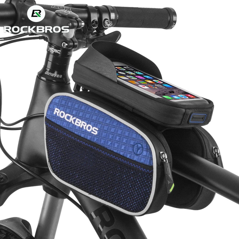 ROCKBROS велосипедная сумка для телефона непромокаемая с сенсорным экраном велосипедная корзина Светоотражающая рамка верхняя трубка 5,8 дюймов сумка Аксессуары для велосипеда
