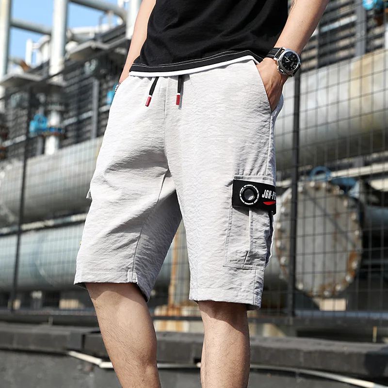 Men cargo patchwork cotton shorts Knee Length pockets safari style skateboard Casual Gym shorts high street Sportwear