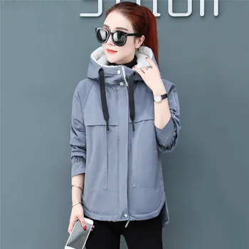 

Winter Women Cotton Jacket 2019 New Thick Warm Coats Solid Color Short Coat Large Size Female Hooded Cotton Outerwear XIN009