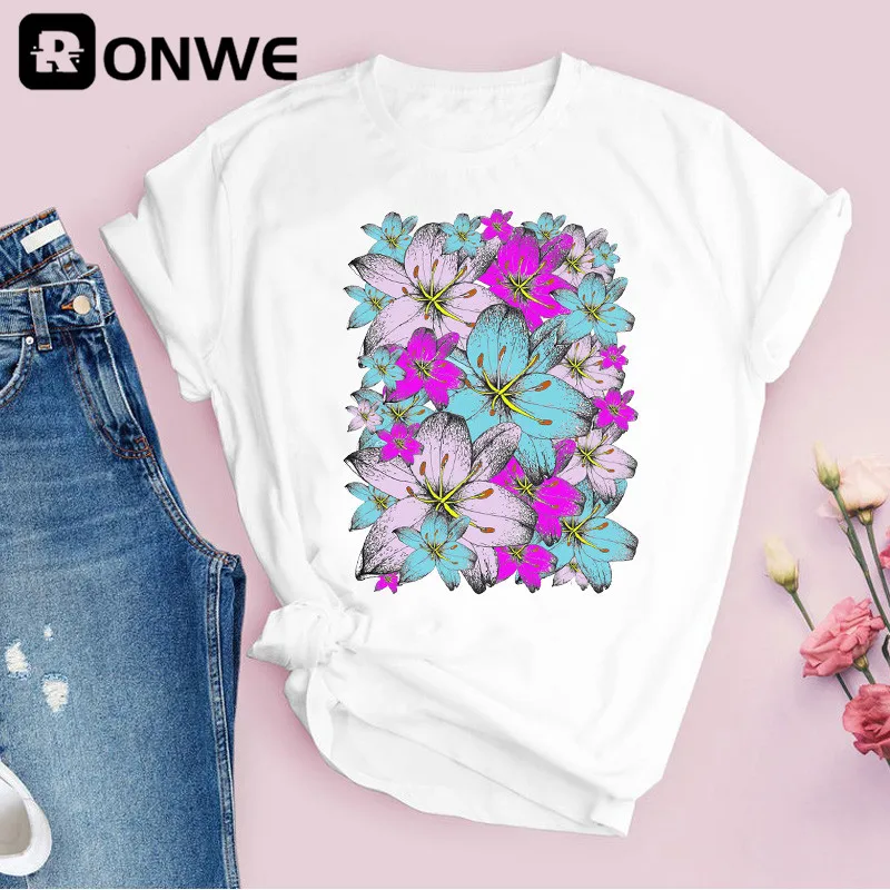 トップス Y's girl&flower print design t-shirts Flower Tshirt, Botanical T Shirt, Flower Girl Shirt