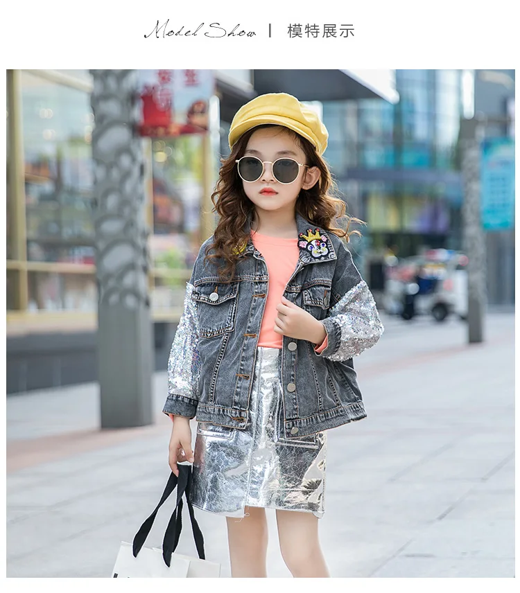 Girls denim jacket autumn new foreign children's children's wear little girl casual shirt tide