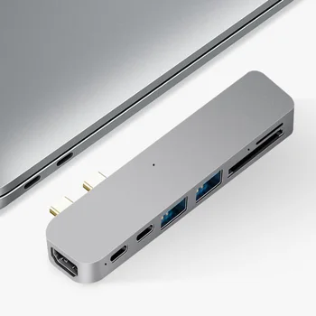

Aluminium 7 in1 Type-c HUB USB 3.1 TYPE-C to HDMI+HUB+PD+SD TF Card Reader Multi-port Adapter Converter for Data Transmission
