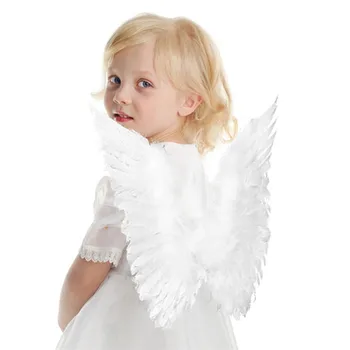 

New Arrival Kids Black/White Feather Fairy Angel Wings Hen Night Fancy Dress Up Costume Halloween Festive Party Supplies