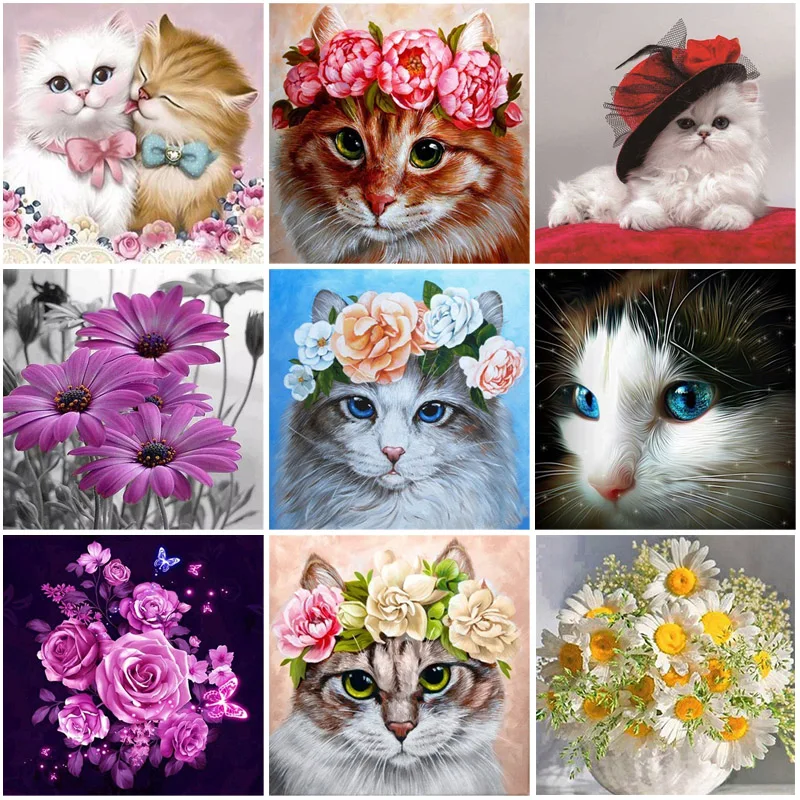DIY 5D алмазная картина кошка вышивка крестом полная круглая дрель Цветочная