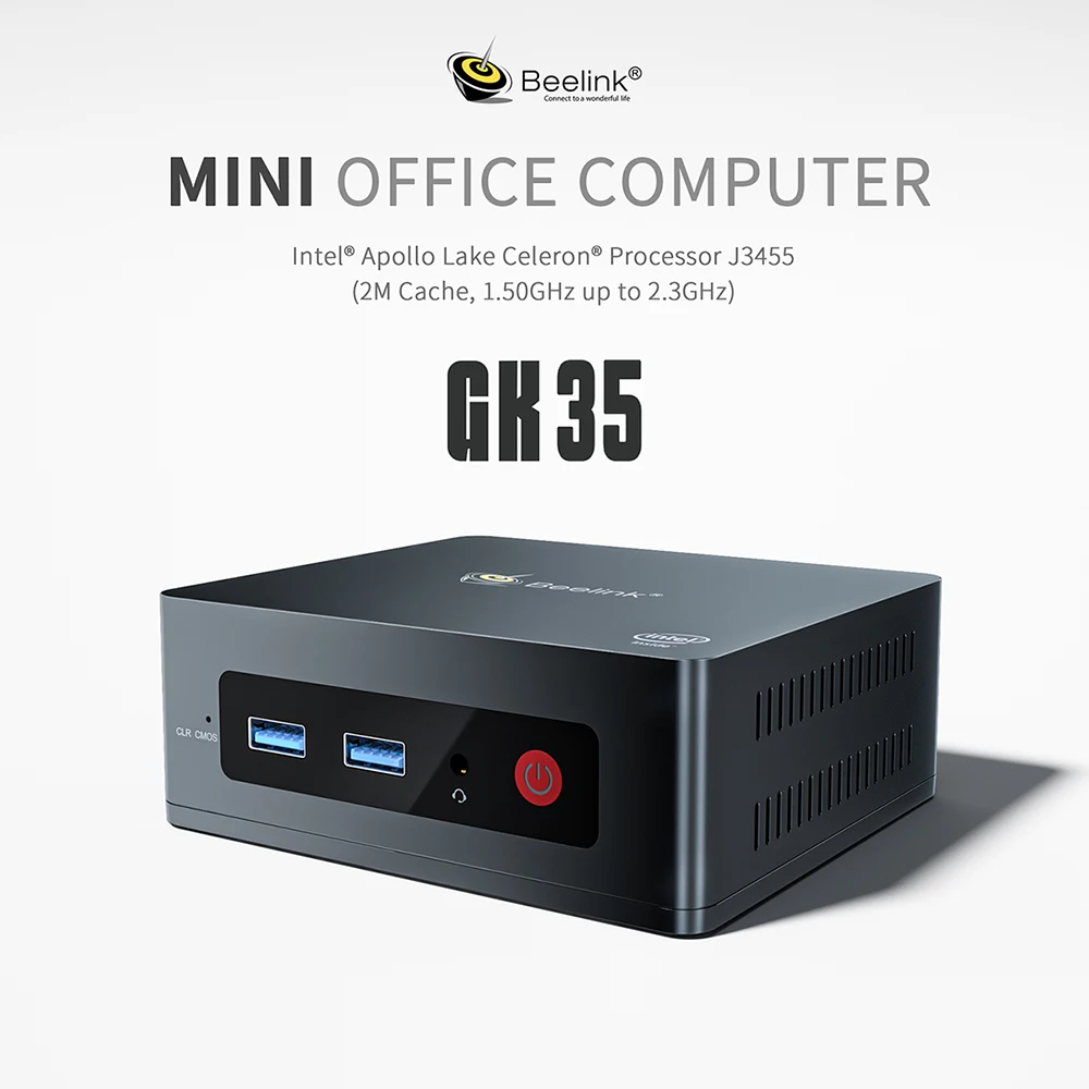 Beelink мини-ПК GK35 Intel Celeron J3455 DDR 4 ГБ SSD 64 четырехъядерный 8 ОЗУ 128 256 Windows 10 двойной WIFI