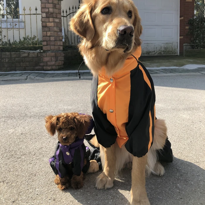Pet Одежда с принтом в виде собак для снега и дождя; зимние пальто Водонепроницаемый плащи 4 ноги плащ для маленьких, средних и больших собак E2S