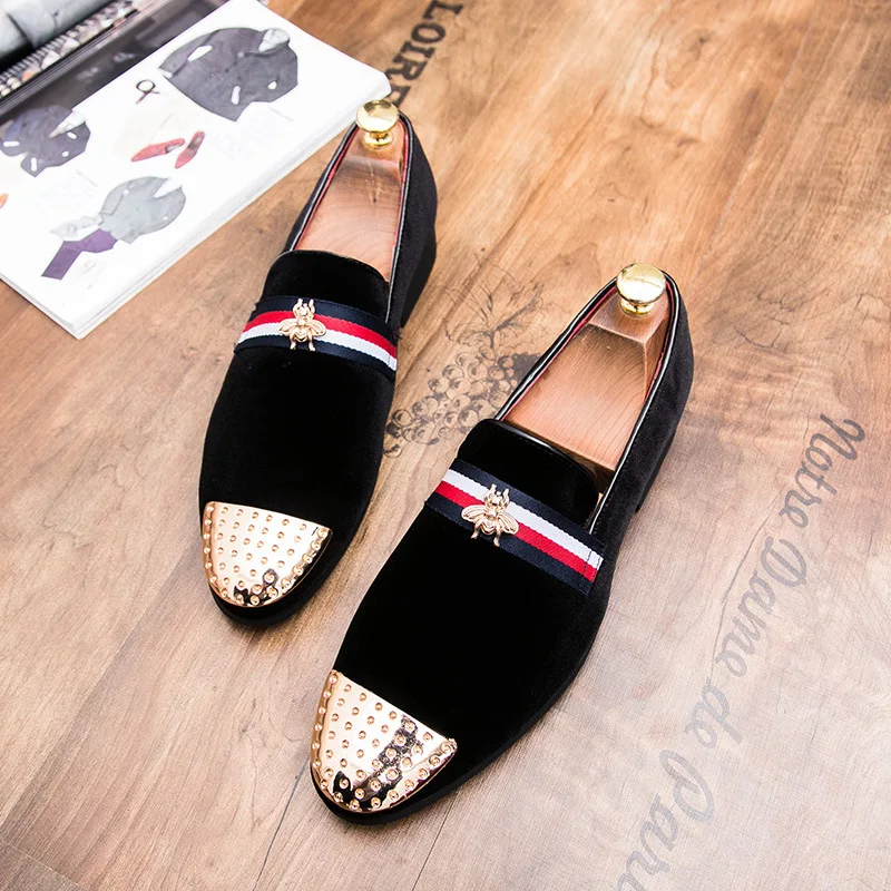 

2019 Spring New Style Large Size Men Pointed-Toe Casual Leather Shoes Nightclub Hair Stylist Corduroy Versatile Trendy Shoes