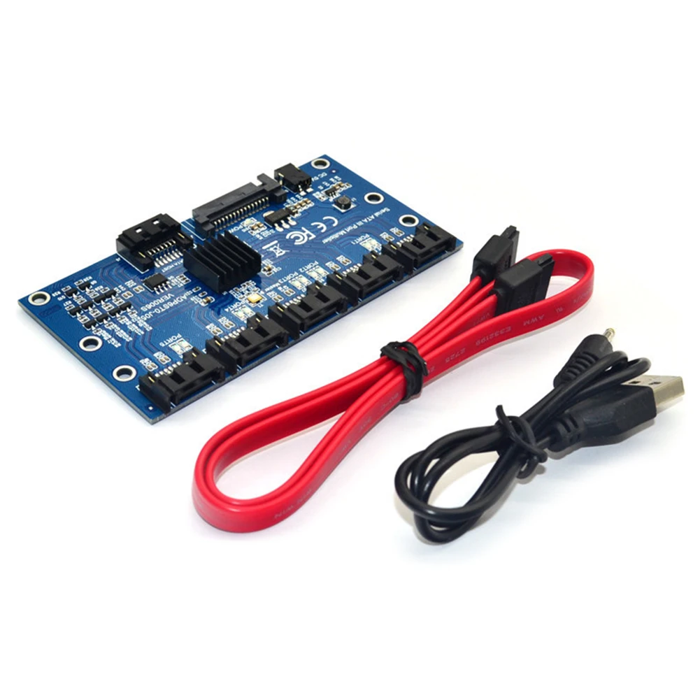 1 to 5 Port SATA3.0 Controller Card - 6Gbps Multiplier SATA Port Riser Adapter for HDD Description Image.