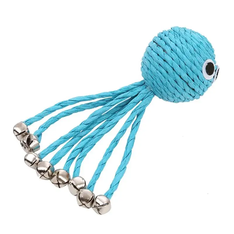 Lovely Kitten Puppy Bell Toy Blue Paper Rope Octopus Shape Lovely and Pleasant Interesting Vocalization Toy Pets Supplies