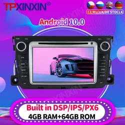 Radio Multimedia con GPS para coche, reproductor con Android 10, 128G, navegador, DVD, 2Din, para Mercedes Benz SMART 2013