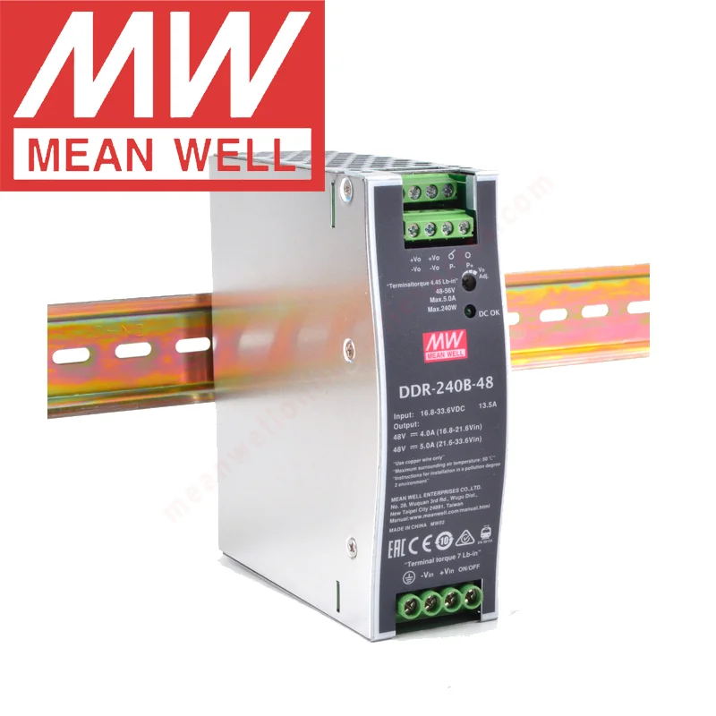 Оригинал Mean Well DDR-15/30/60/120/240/480 Типа Din Rail Meanwell 15/30/60/120/240/480 Вт 12 В/24 В/48 В постоянного