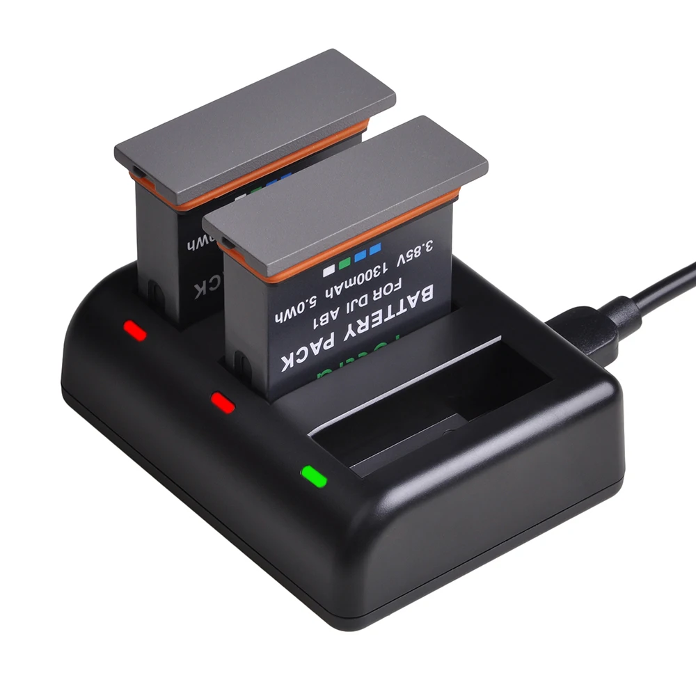 2 шт. 1300 мАч Аккумулятор для камеры akku для DJI AB1+ USB 3 слота зарядное устройство для DJI Osmo AB1 Спортивная Экшн-камера