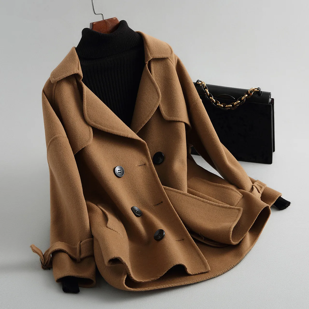 

Double Side Wool Coat Female Jacket Autumn Winter Jacket Women Korean Woolen Coats Vintage Overcoat Casaco Feminino MY