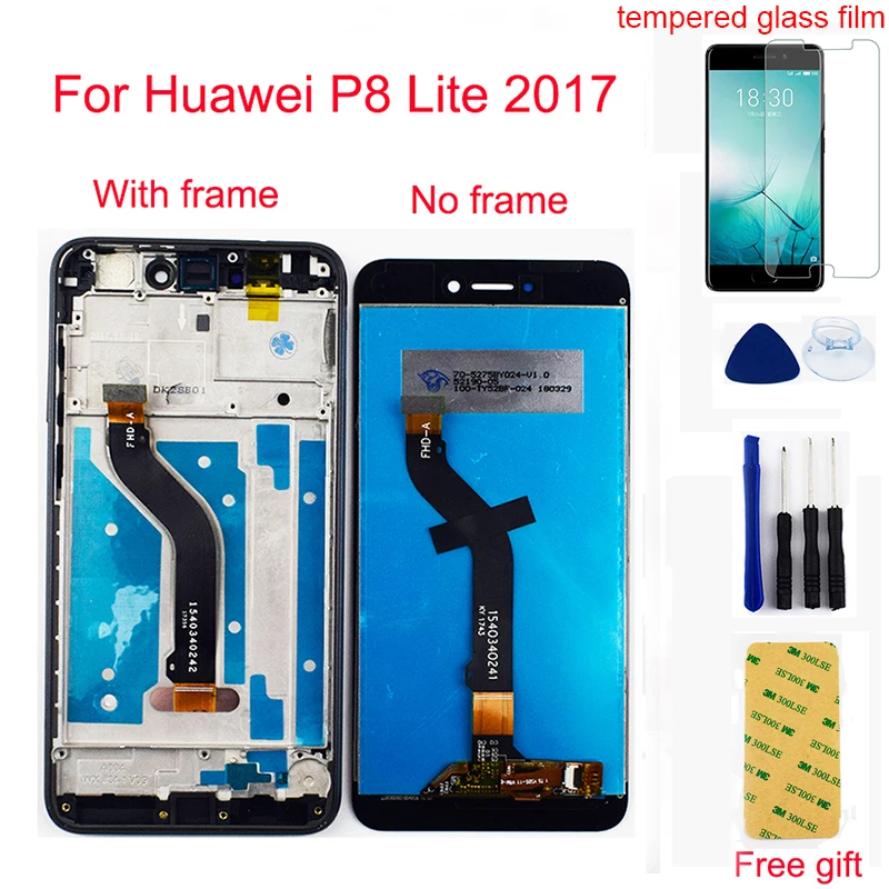 Дешево ЖК дисплей для huawei P8 Lite 2017 ЖК дисплей экрана PRA LA1 PRA LX1 PRA LX3 P9 Lite 2017 ЖК дисплей Экран кодирующий преобразователь сенсорного экрана в сборе рамк...