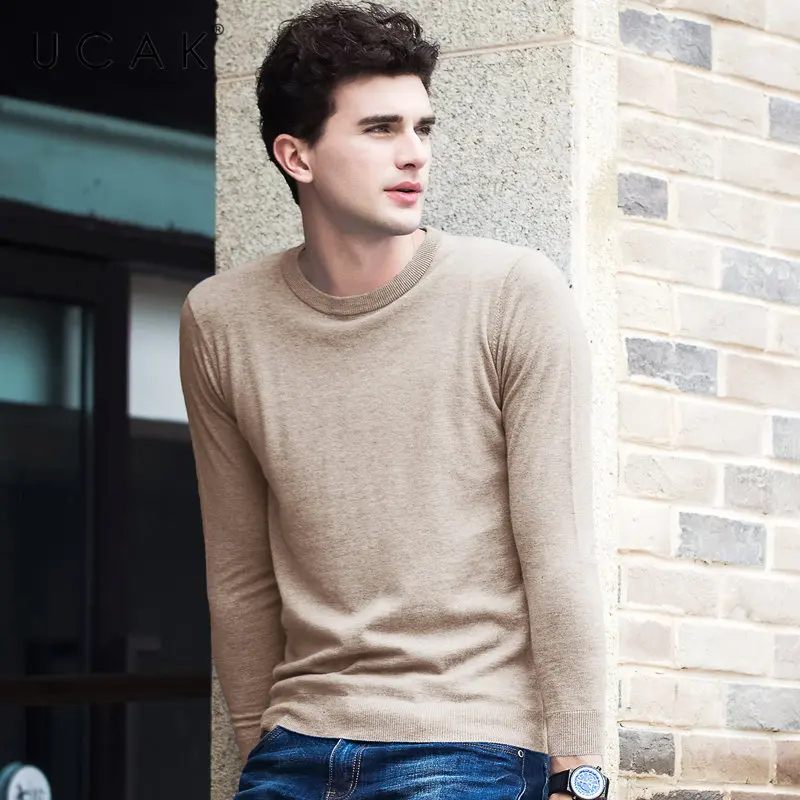 UCAK Brand Merino Wool Sweater Men Autumn Winter Thick Cashmere Pullover Men Casual O-Neck Sweaters Pure Color Pull Homme U3053 UCAK Brand Merino Wool Sweater Men Autumn Winter Thick Cashmere Pullover Men Casual O-Neck Sweaters Pure Color Pull Homme U3053
