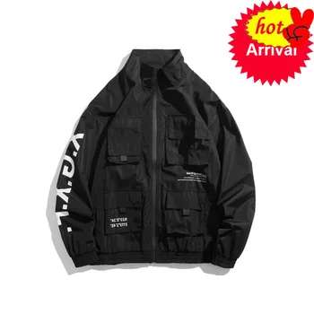 

Cargo Jackets Black Men Streetwear Military Tactical Jacket Multi-pocket Male Autumn Windbreaker Coat